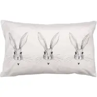 Clayre & Eef Kussenhoes 30x50 cm Beige Polyester Konijn