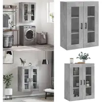 vidaXL Wandkast 69,5x34x90 cm betongrijs - Wandkast - Wandkasten - Hangkast - Hangende Kast
