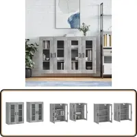 vidaXL Hangkasten - 2 st - Bewerkt hout - Betongrijs Wandkast - Houten Kast - Grijze Kast - Bergruimte - Opbergkast