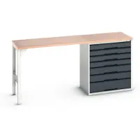 Bott Onderzetter verso, multiplexplaat, 7 laden, B 2000 x D 600 x H 930 mm, lichtgrijs / antracietgrijs