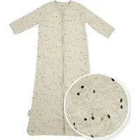 Meyco Baby Rib Mini Spot baby slaapzak met mouwen - sand melange - 90cm - 1.0 TOG