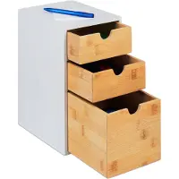 Relaxdays ladeblok 3 lades - bamboe bureau organizer - kleine desk organizer - make-up