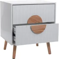 MCW Nachtkastje -N89, ladekast bijzettafel nachtkastje, 3D design lade melamine hout, 55x48x41cm ~ wit