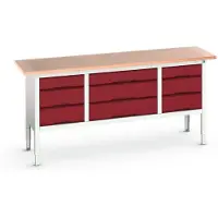 Bott Verso Verstelbare Werkbank | 2000x600x830-930mm | Multiplex | 9 Laden | RAL 3004 - 16923033.24