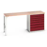 Bott Onderzetter verso, multiplexplaat, 7 laden, B 2000 x D 600 x H 930 mm, lichtgrijs/paarsrood