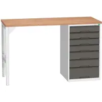 Bott Onderzetter verso, multiplex legbord, 7 laden, B 1500 x D 600 x H 930 mm, lichtgrijs / antracietgrijs