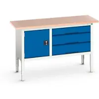 Bott Verso Verstelbare Werkbank | 1500x600x830-930mm | 3 Laden | 1 Deur | Multiplex | RAL 5010 - 16923014.11