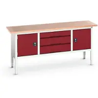 Bott Verso Verstelbare Werkbank | 2000x600x830-930mm | Multiplex | 2 Deuren | 3 Laden | RAL 3004 - 16923032.24