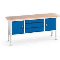 Bott Verso Werkbank | 2000x600x830-930mm | 2 Deuren | 3 Lades | Multiplex | RAL 5011 - 16923032.11