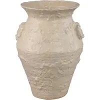 Ptmd Leandra Beige Round Ceramic Jar Rough Structure M