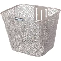 Basil Bilbao - Voormand fiets - Vaste montage - Incl. bevestiging - Fijnmazig staal - Nude metallic