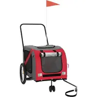 vidaXL Hondenfietstrailer oxford stof en ijzer rood en grijs