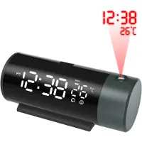 Nuvance Digitale Wekker met Projectie – Dubbel Alarm – Snooze – USB-Oplaadpoort – 15 x 6,8 x 6 cm – Zwart