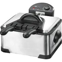 Clatronic FR 3195 friteuse, roestvrijstalen behuizing, 2000 watt, uitneembare oliereservoir van 4 l, koude zone