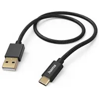 Hama Fabric USB-A naar USB-C kabel - Oplaadkabel geschikt voor Samsung / Android - Power Delivery - 3A USB2.0 - 480Mbps - 150cm - Zwart