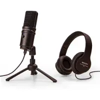 Zoom Pack ZUM-2PMP Microphone USB pour Podcast et streaming + Casque + Trépied + câble Noir