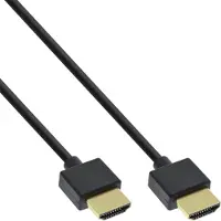 InLine HDMI Superslim kabel A naar A, HS met ethernet,Premium,zwart/goud, 1,8m
