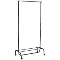 Zeller Mobiel kledingrek - metaal - zwart - met wieltjes - 86 x 43 x 108-175 cm - hang en leg optie