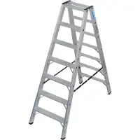 Krause STABILO dubbele trap 2x7, 225 kg, 80 mm D-treden, tweezijdige toegang, aluminium verbindingen, SafetyCap