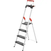 Hailo Trapladder L100, EN 131, met multifunctionele schaal en steunbeugel, tot 150 kg, 4 treden