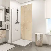 Schulte badkamer achterwand - kalksteen helder - 150x255 - zelf inkortbaar en zelfklevend - muurdecoratie - wandpanelen - muurbekleding