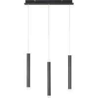 JUST LIGHT LED hanglamp Hanglamp Plafondlamp Woonkamerlamp Eetkamerlamp, metaal aluminium zwart, 18 W 1000Lm warm wit 3000K, H 120 cm