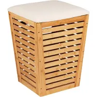 Wenko Bamboe wasmand met zitje 55 l