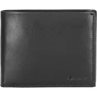 Esquire Leren Portemonnee New Silk Wallet Quer with Flap Black Zwart