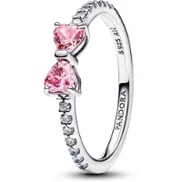 Pandora Ringen - Funkelnde Rosafarbene Schleife Ring in silver | Maat 58