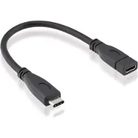Roline USB 3.2 Gen 2 kabel, C-C, M/F, 4K UHD-1, 10Gbit/s, 100W, zwart, 0,15 m