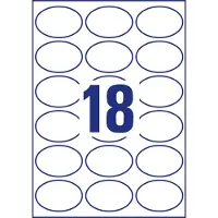 Avery ovale etiketten, 63,5 x 42,3 mm, wit, permanent klevend 180 etiketten, 10 vellen - 2 stuks