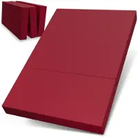 ELONEO Opvouwbaar Matras - 3-Delig Vouwmatras, Extra Dik 15 cm Schuim, Wasbaar en Draagbaar Logeermatras voor Volwassenen, Tweepersoonsbed (Rood, 120 x 195 x 15 cm)