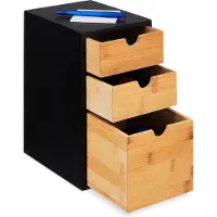 Relaxdays ladeblok - bamboe - 3 lades - 28 x 17 x 21,5 cm - bureau organizer - keuken - badkamer