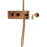 Guido Gusto Inbouw badkraan copper twee-knop bediening complete set