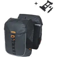 Basil Dubbele fietstas miles tarpaulin mik 34 liter 13 x 25 x 37 cm - zwart/oranje