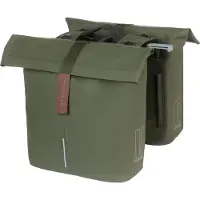 Basil City - Dubbele fietstas MIK - 28-32 Liter - Waterafstotend - Reflectiedetails - Moss green
