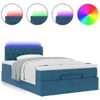 vidaXL Ottoman bed met matras en LED's 120x200cm fluweel donkerblauw