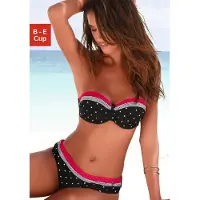 LASCANA Bikinitop 'Monroe' pink / zwart / wit