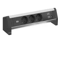 Bachmann Desk1, 3x geaarde stekker, USB-lader, 22W, GST18, 0,2 meter