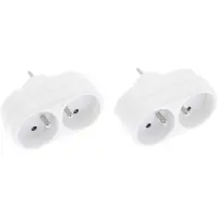 Exin verdeelstekker – domino – 2 x penaarde – wit – 2 stuks