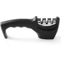 Hendi Messenslijper Professional - Veilige Messenslijper Doortrekslijper - Ergonomische Greep - 3 Verschillende Slijpkoppen - Anti-Slip - RVS