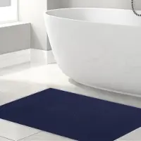 OEM 100% katoenen antislip badmat, 51x86 cm grote badmat voor de badkamer, absorberende, snel drogende, wasbare badmatten, donkerblauw