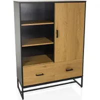 Hjh LIVING Kast / Buffetkast AMIO H 100x40x140 cm 2 laden 1 deur zwart/eiken