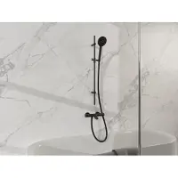 FortiFura Calvi Badkraan - met glijstangset - ronde handdouche - metalen doucheslang - mat zwart SW767488/SW496816/SW706203/SW720224