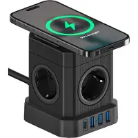 Voomy Power Cube S6-W - met draadloze oplader - Zwart