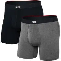 Saxx - Wandel- en bergsportkleding - Vibe Xtra Soft Comfort BB Fly 2pk Black/Dark Grey Heather voor Heren - Maat S