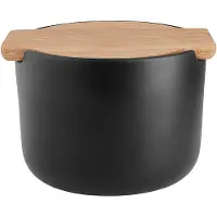 Eva Solo - Nordic Kitchen Zoutpot met Deksel - Zwart - Porselein - Hout