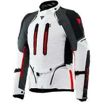Dainese Super Adventure Absoluteshell, waterdichte motorfietstextiljas, lichtgrijs/zwart/rood, maat 48