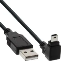 InLine USB Mini B haaks naar USB-A kabel - USB2.0 - tot 1A / zwart - 1 meter