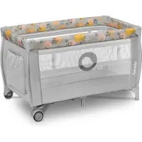 Lionelo Stefi Plus - Campingbedje 2in1 - Meegroeibed - Reisbedje en box voor kinderen tot 15 kg - Zijrtis - Hoogwaardige schuimmatras - Snel opvouwbaar